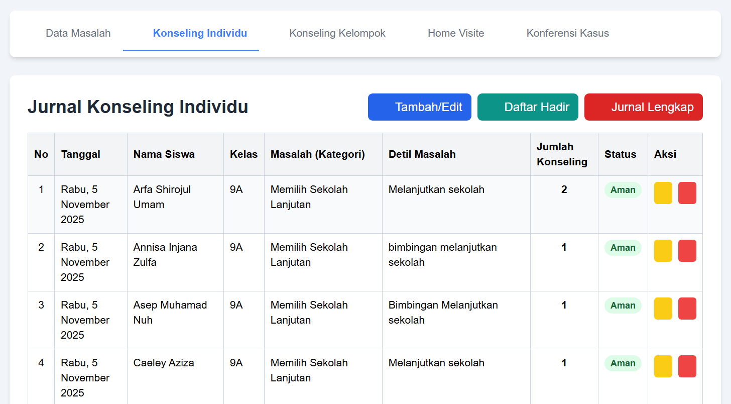 Screenshot Jurnal Konseling